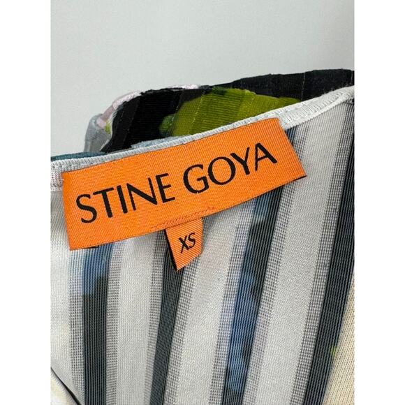 STINE GOYA Dress Blackley Pleated Midi in Artistic Floral Velvet Size XS - Picture 6 of 6